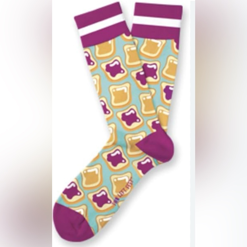 NWT Two Left Feet PB&J novelty crew length socks 
Socks men's 8.5 women's 10